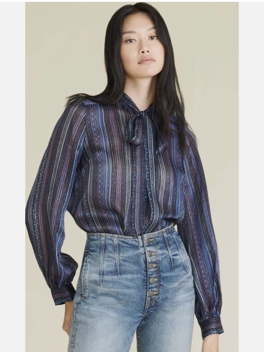 Veronica Beard Malaya Silk tie neck blouse
